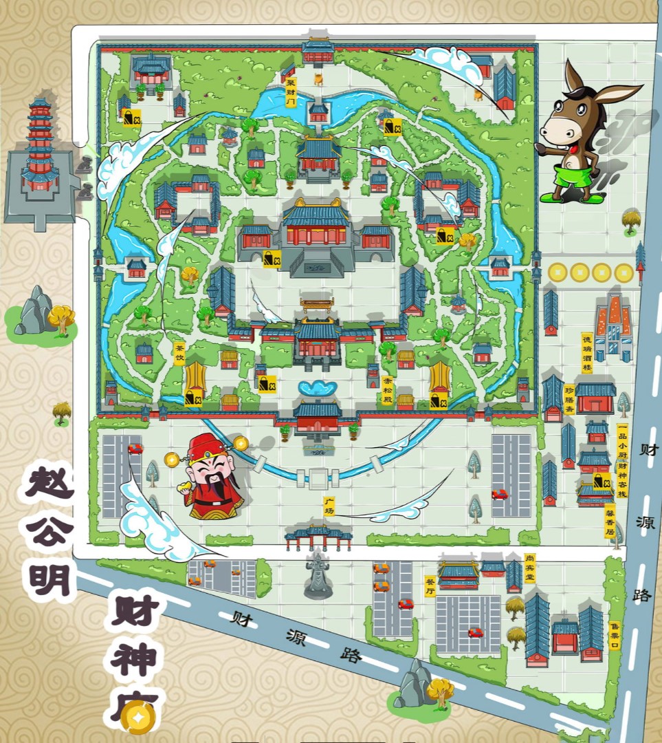 渭城寺庙类手绘地图